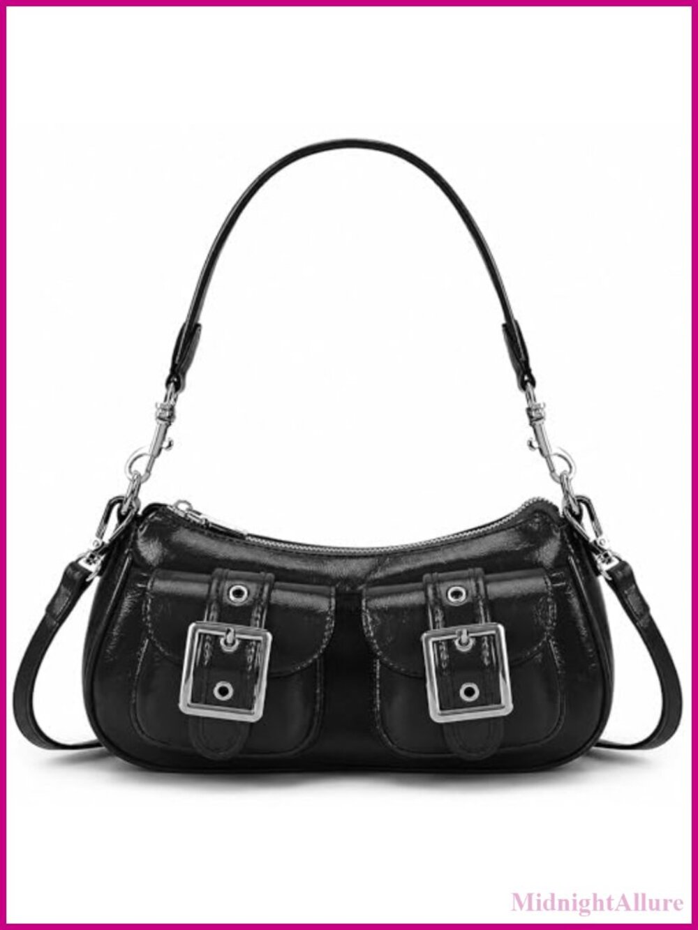 Faux Leather Punk Shoulder Purse Vintage Crossbody Bag Detachable Strap